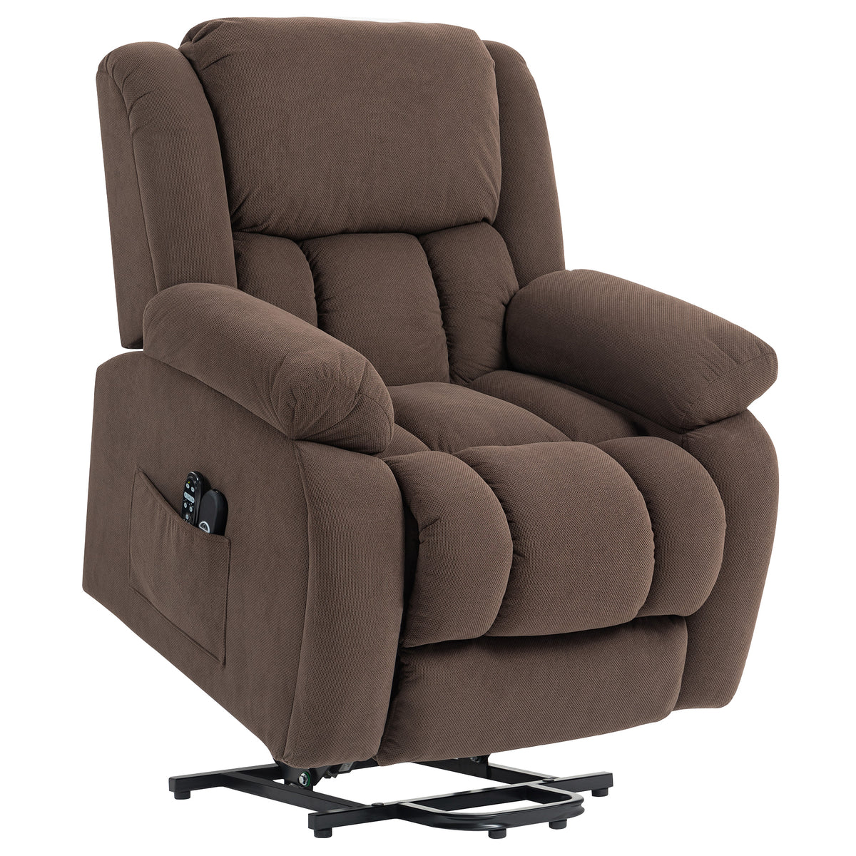 Fauteuil releveur électrique, fauteuil relax électrique avec fonction massage et chauffage, 93 x 104 x 100 cm, marron