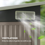 Abri de jardin en métal cabane jardin extérieure triple porte verrouillable toit incliné aérations 234x132x185cm gris