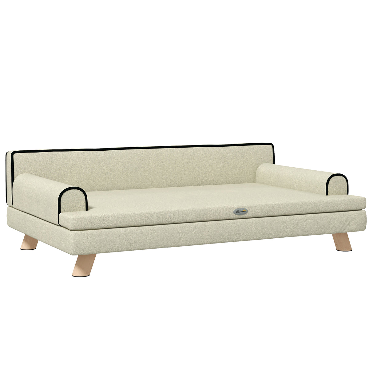 Canapé pour chien chat design scandinave coussin moelleux amovible pieds bois massif 100 x 62 x 32 cm beige