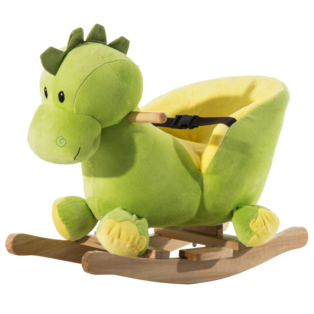 Jouet à Bascule Dinosaure Ceinture de sécurité Effet sonore 32 chansons pour enfants de 18+ Mois Bois Peluche Verte