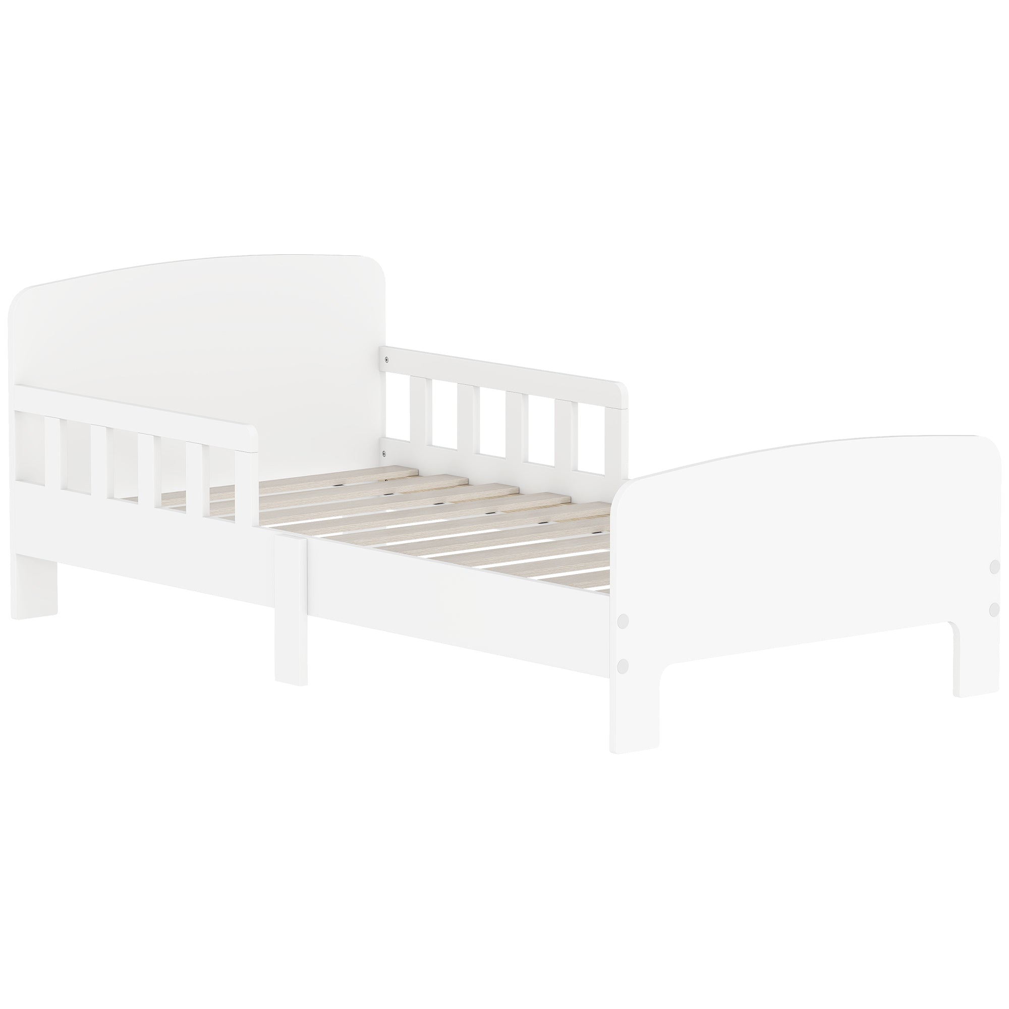 Lit enfant lit au sol enfant barrières de sécurité haut sommier à lattes et cadre robuste 143,5 x 74,2 x 54 cm blanc-0