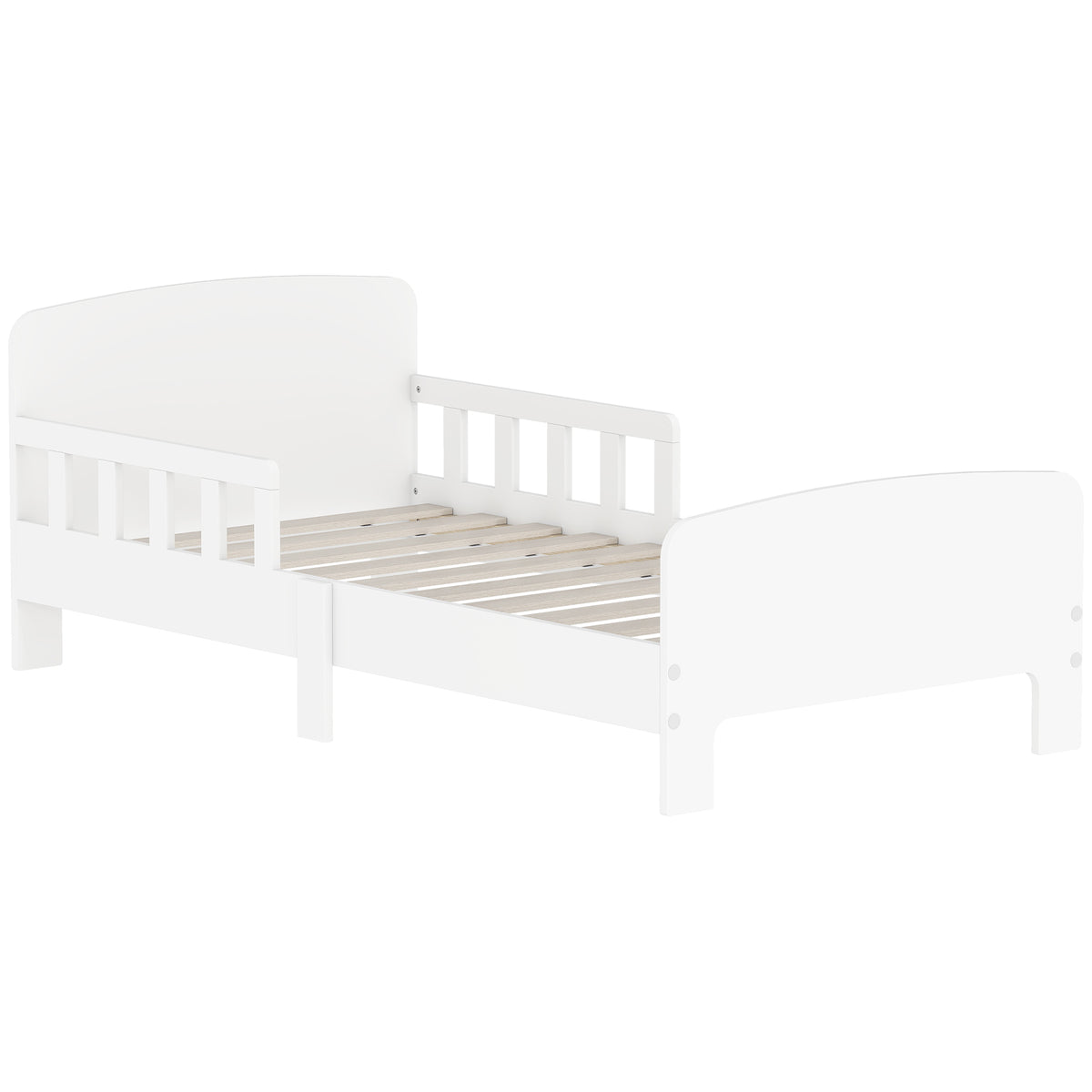 Lit enfant lit au sol enfant barrières de sécurité haut sommier à lattes et cadre robuste 143,5 x 74,2 x 54 cm blanc-0