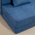 Fauteuil convertible 1 place fauteuil lit pliant, coussin inclus, pour invités, salon, petit espace, charge 120 kg, bleu