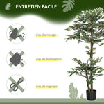 Arbre Artificiel Plante Artificiel ficus Hauteur 1,5 m Tronc Branches Liane Lichen Feuilles Grand réalisme Pot Inclus