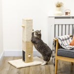Poteau à gratter pour chat griffoir pour chat balle avec clochette 2 brosses de toilettage 59,5 x 39 x 79 cm beige crème