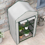 Serre de Jardin étagère 3 Niveaux dim. 59L x 39l x 127H cm métal thermolaqué Vert PE Haute densité 140g/m² Blanc