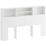 Tête de lit sur pied avec rangements, accessoire de lit 4 compartiments ouverts, 160 x 20,2 x 108,2 cm, blanc