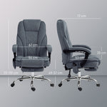 Fauteuil de bureau massant et chauffant hauteur réglable dossier inclinable télécommande repose-pieds rétractable gris