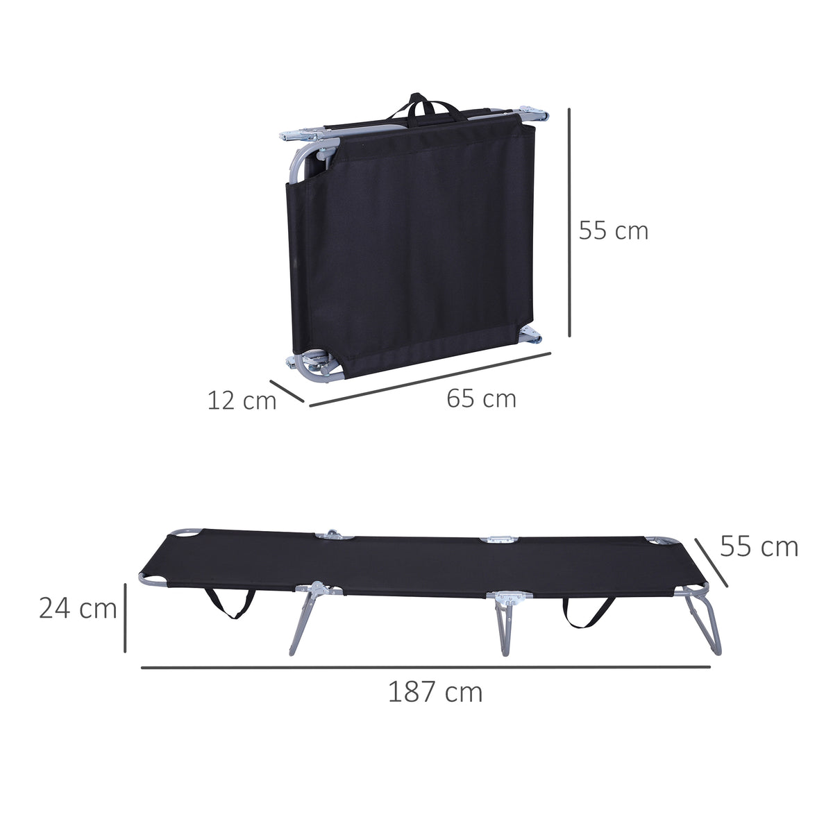 Bain de Soleil transat Pliable Dossier réglable Multipositions métal et Polyester Noir