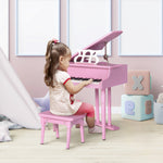 Kinder-Flügel aus Holz Kinderklavier 30 Tasten - inkl. Hocker und Notenständer - Musikinstrument - MDF rosa