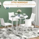 Table de salle à manger pliante 2 abattants, table ronde extensible pour 4 personnes, pieds en bois Ø 89 x 73,5 cm, blanc