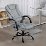 Fauteuil de bureau massant, chaise de bureau avec hauteur réglable, dossier inclinable et télécommande filaire, gris
