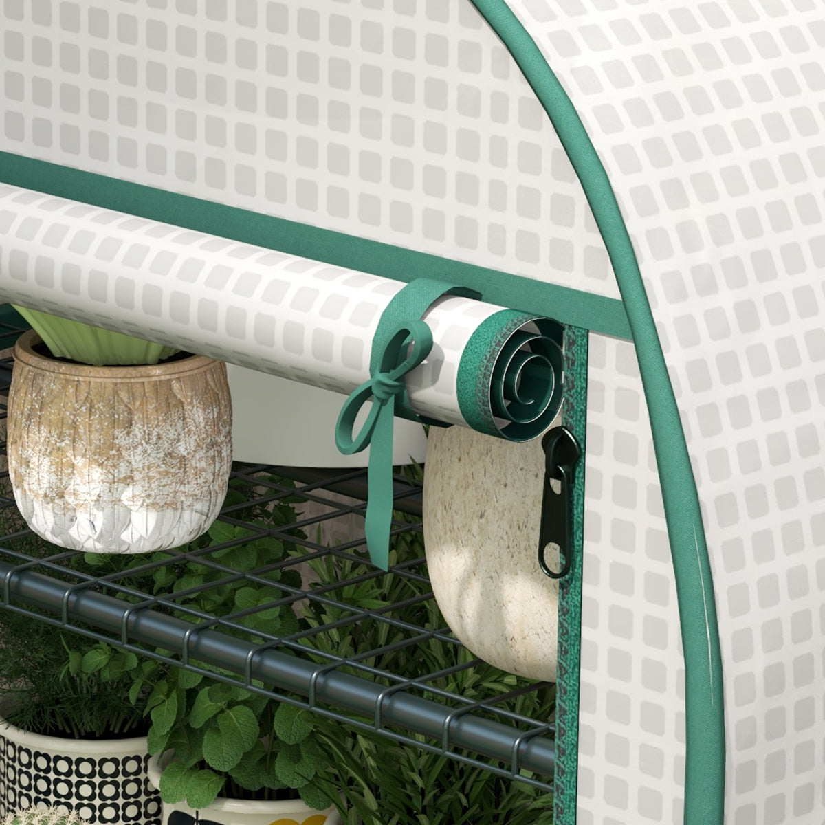 Serre de jardin serre de balcon résistante aux UV porte enroulable 4 étagères couverture en PE 80 x 49 x 160 cm blanc