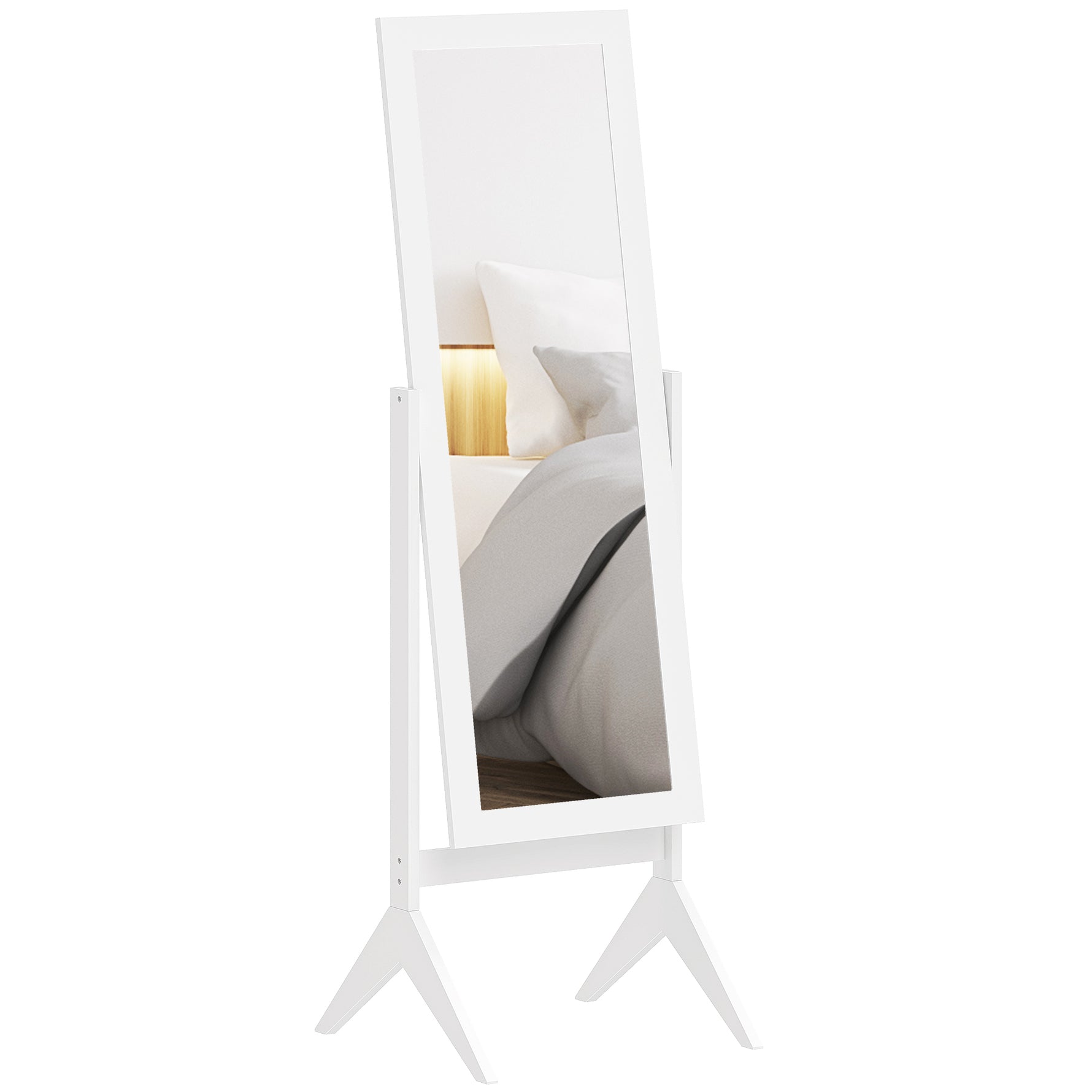 Miroir en Pied Grand Miroir de Sol Inclinaison réglable pour Dressing Chambre dim. 47L x 46l x 148H cm en blanc