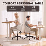 Chaise Bureau en Velours, Chaise Coiffeuse avec Dossier en Pétale, Hauteur Réglable, Fonction Bascule, Crème