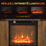 Cheminée électrique effet flammes 3D luminosité réglable 1800 W avec télécommande 81,5 x 30 x 76,2 cm brun effet bois
