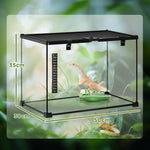 Boîte à reptiles boîte d'élevage de reptiles habitat de terrarium couvercle coulissant treillis métallique thermomètre