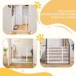 Barrière de sécurité pour chien animaux sans perçage avec fermeture automatique largeur 76-103 cm blanc
