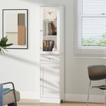 Meuble Colonne de Salle de Bain Placard Porte Acrylique 2 étagères Placard Porte 1 étagère tiroir MDF Blanc