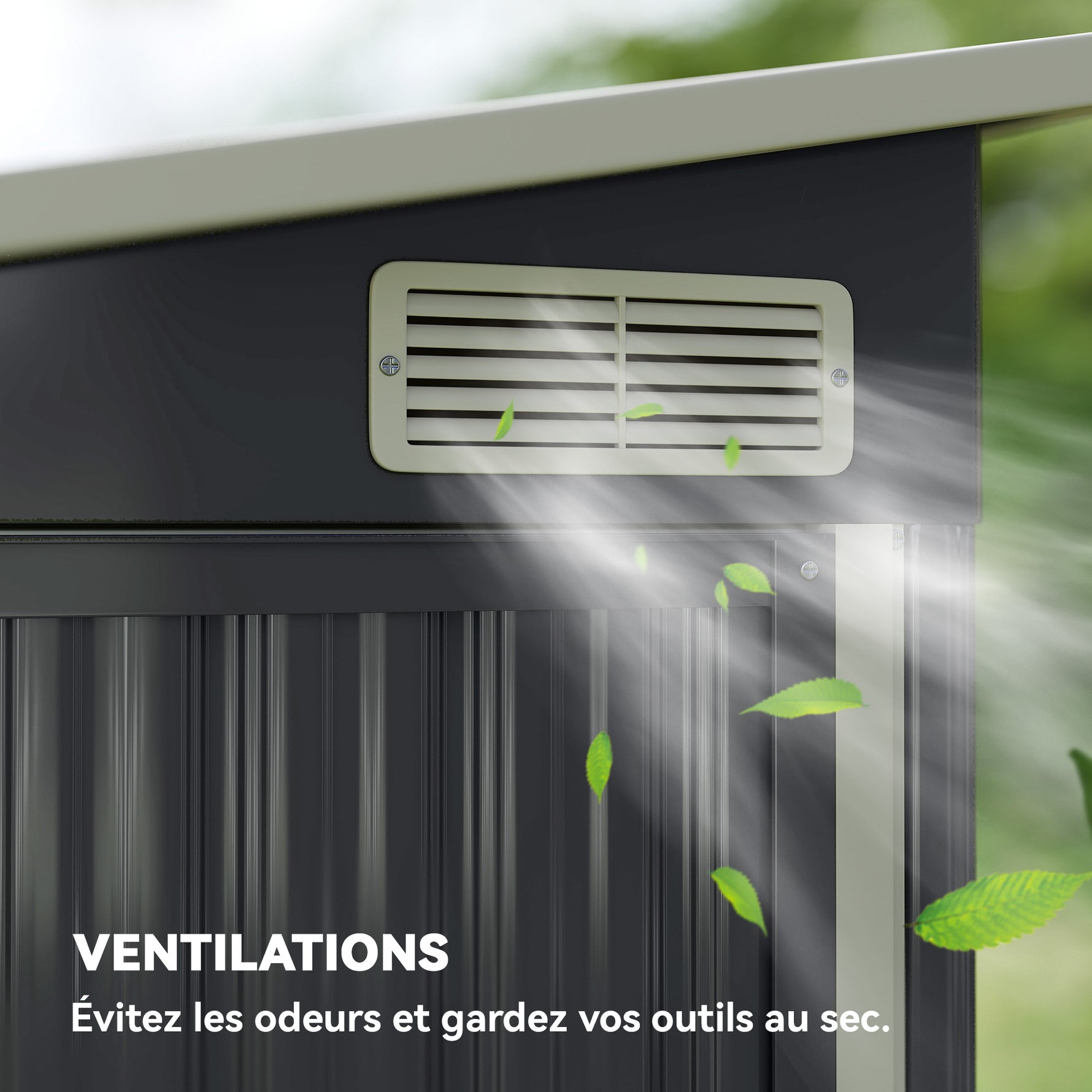 Abri de jardin en métal cabane jardin extérieure triple porte verrouillable toit incliné aérations 234x132x185cm gris
