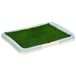 Toilette pour chien litière avec tapis en gazon artificiel plateau et panneau grillagé 63 x 48,5 cm