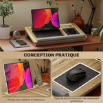 Support ordinateur portable lit avec traversin fente pour tablette ou téléphone tapis de souris repose-poignet poignée