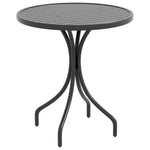 Table de Bistrot Ronde Ø 66 cm en Acier Galvanisé avec Plateau à Lattes pour Terrasse, Balcon, Noir