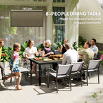 Table de jardin rectangulaire pour 8 personnes en aluminium table de salle à manger extétieur plateau PE à lattes