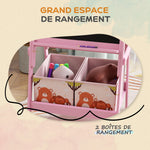 Tableau enfant chevalet enfant double face 2 boîtes de rangement pour enfants 3 - 8 ans 49 x 53,5 x 113 cm rose