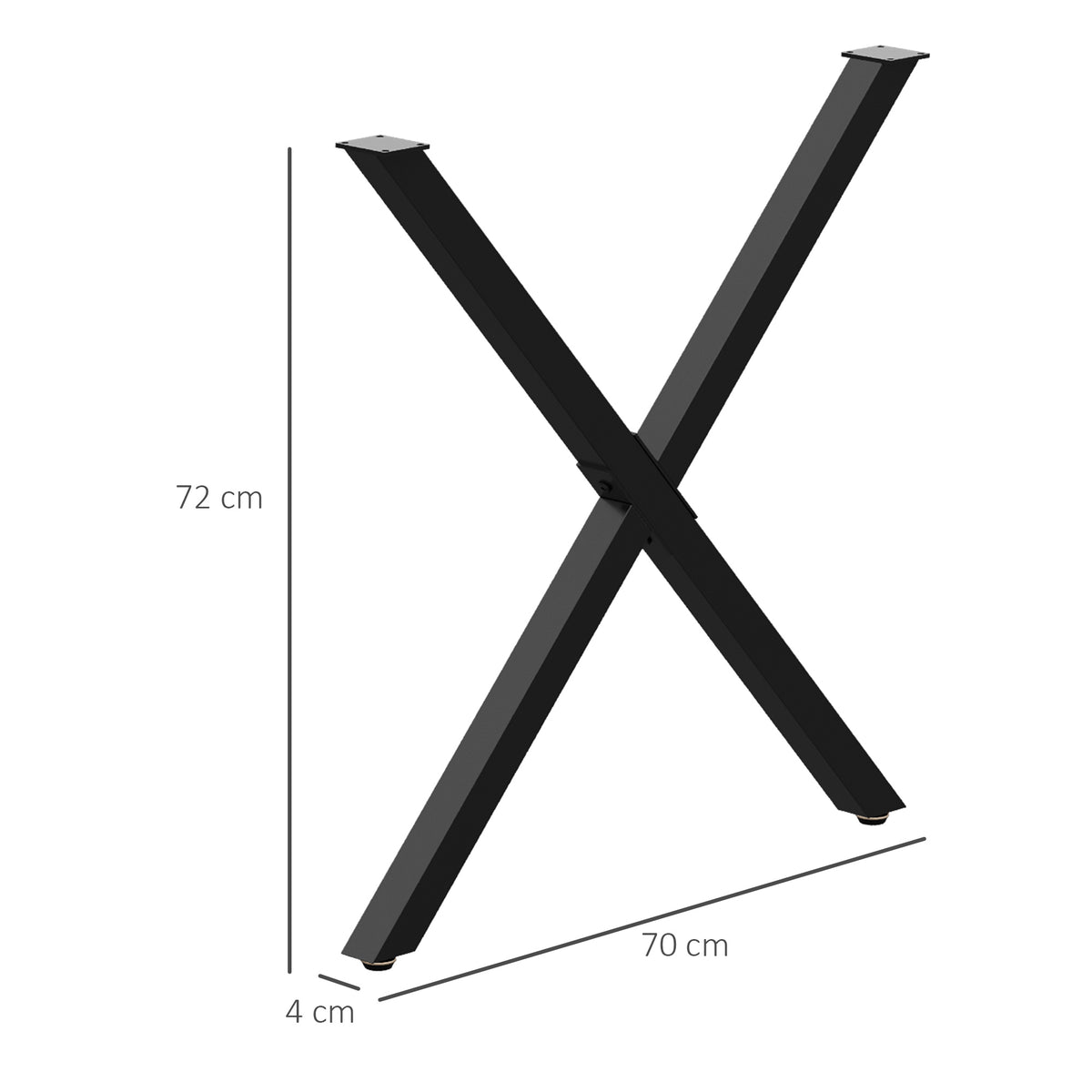 Lot de 2 pieds de table en forme en croix 70 x 72 cm design industriel pour table basse table de chevet noir