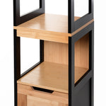 Colonna da bagno portaoggetti stile accogliente dim. 30L x 30P x 144A cm 3 ripiani 2 cassetti Bambù Nero