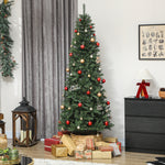 Sapin de Noël artificiel 210 cm, arbre de Noël fin avec 350 lumières, 1273 pointes, support en métal pliable, vert