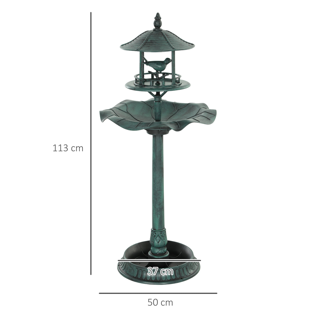 Bain d'oiseaux abreuvoir pour oiseaux jardinière 3 en 1 Ø 50 x 113 cm polypropylène vert-de-gris-2
