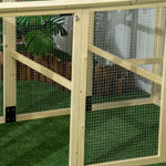 Enclos poulailler en bois cage à poules parc grillagé 140 x 88,5 x 106 cm naturel