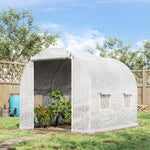 Serra da giardino a tunnel 6 m² 3L x 2P x 1,9A m Acciaio galvanizzato rinforzato diametro 2,4 cm + PE alta densità finestre Porta Bianco