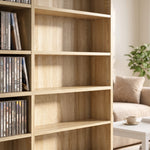 Meuble de rangement 1032 CDs / 594 DVDs, étagère multimédia, 24 compartiments et 18 étagères ajustables, chêne