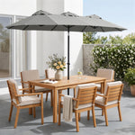 Neigbarer Garten- und Terrassen-Sonnenschirm 3 x 1,5 m, rechteckiger Doppelsonnenschirm mit Kurbel, Polyester 180 g/m², Grau