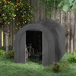 Lorategiko etxola, kanpoko biltegiratze-tenda, bizikleta-tokia, bizikleta-garajea, PE estalkia, metalezkoa, 2,4 x 1,8 x 1,9 m, gris iluna