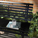 Banc de jardin extérieur 2 Places Assise Dossier à Lattes, en aluminium, dim. 123L x 67l x 79H cm, noir