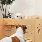 Gamelle chien surélevée de 3 hauteurs ajustables gamelle pour chien 2 bols acier inoxydable 63 x 58,5 x 40 cm chêne