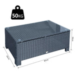 Table Basse de Jardin Plateau Verre trempé 5 mm rotin tressé 85 x 50 x 39cm Max. 50 kg Noir