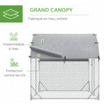 Grand enclos poulailler 5,32 ㎡ parc grillagé toit anti-UV porte verouillable 2,8 x 1,9 x 1,97 m argenté