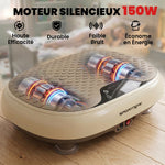 Plateforme Vibrante, 20 Niveaux de Vitesse, 3 Programmes, Écran LED et Télécommande, 46 x 33 x 13,5 cm, Beige