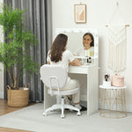 Chaise de bureau sans accoudoirs, fauteuil de bureau, hauteur réglable, pivotant 360°, 46 x 59 x 82-92 cm, blanc