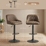 Lot de 2 Tabourets de Bar, Tabourets Hauts Cuisine avec Siège Pivotant et Hauteur Réglable, Marron Foncé