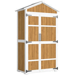 Armoire de Jardin Abri de Jardin Étanche avec Toit en Métal Double Porte pour Outils de Jardinage 105x55x179cm Naturel