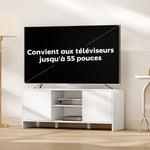 Meuble TV meuble télé pour téléviseur jusqu'à 55 pouces 2 portes 2 compartiments étagère réglable 110x35x45cm blanc