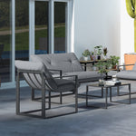 Salon de jardin 4 pièces 4 personnes avec canapé 2 places, 2 fauteuils et 1 table basse gris