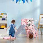 Toboggan pour enfants, toboggan intérieur pour enfants, avec panier de basket, thème tigre, de 18 à 36 mois, rose