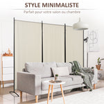 Paravent 3 panneaux dim. 2,53L x 0,5l x 1,82H m Store latéral Brise-Vue paravent sur Pied séparateur métal Polyester
